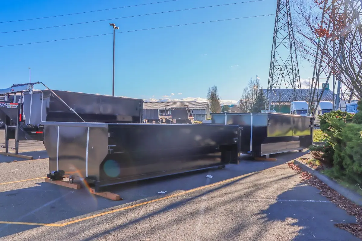 Roll-off dumpster ready for waste disposal at job site for 20 Yard Dumpster Rental in Scituate